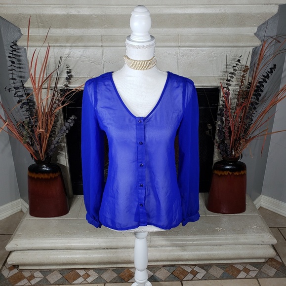 Charlotte Russe Tops - 💥LAST CHANCE💥Royal blue sheer blouse_c